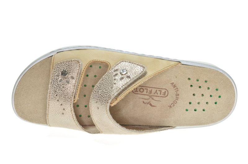 Taupe Slipper Met Velcro Fly Flot Steunzolen FlyFlot.be